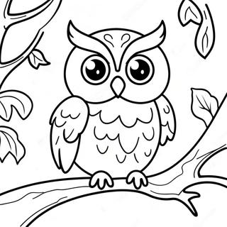 Spooky Owl In A Tree Coloring Page 64624-51153