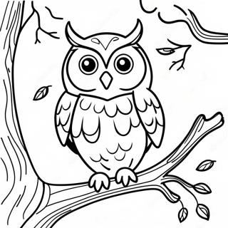 Spooky Owl In A Tree Coloring Page 64624-51154