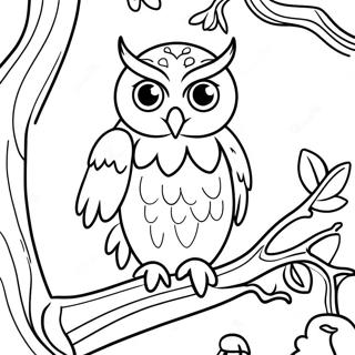 Spooky Owl In A Tree Coloring Page 64624-51156