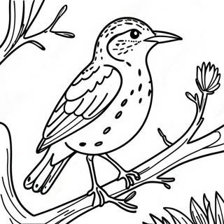 Western Meadowlark Perched On A Branch Coloring Page 64684-51191