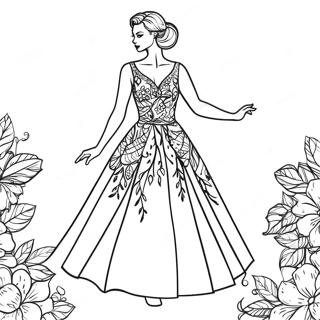 Fashionable Chic Dress Coloring Page 6470-5148