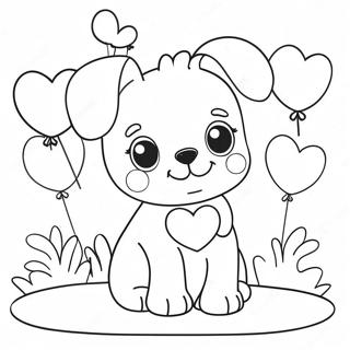 Page À Colorier De Chiot Mignon De La Saint-Valentin Avec Des Ballons En Forme De Cœur 64764-51270