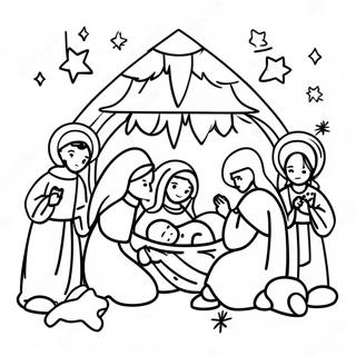 Nativity Scene With Baby Jesus Coloring Page 64833-51301