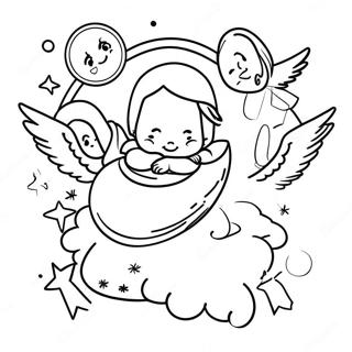 Angels Surrounding Baby Jesus Coloring Page 64834-51309