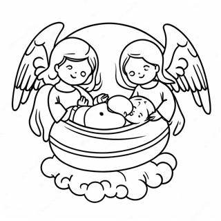 Angels Surrounding Baby Jesus Coloring Page 64834-51310