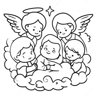 Angels Surrounding Baby Jesus Coloring Page 64834-51311