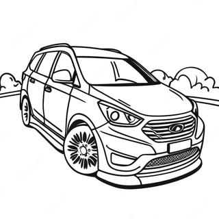 Hyundai Car In Motion Coloring Page 64914-51372