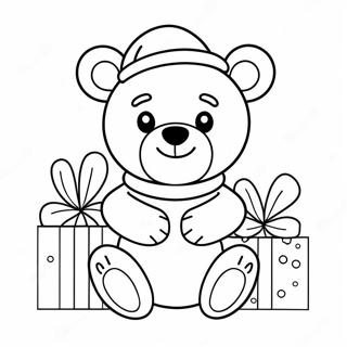 Cute Christmas Bear With Presents Coloring Page 65034-51473