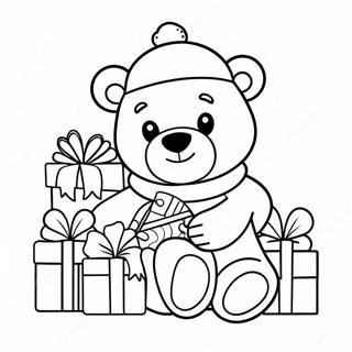 Cute Christmas Bear With Presents Coloring Page 65034-51474