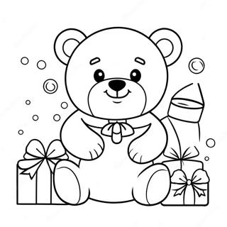 Cute Christmas Bear With Presents Coloring Page 65034-51475