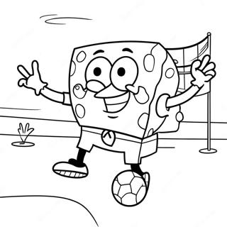 Spongebob Playing Soccer Coloring Pages