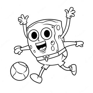 Spongebob Kicking A Colorful Ball Coloring Page 65054-51486