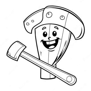 Cartoon Axe With Smiling Face Coloring Page 65084-51518