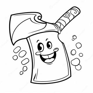 Cartoon Axe With Smiling Face Coloring Page 65084-51520