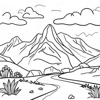 Mountain Landscape Coloring Page 65193-51604