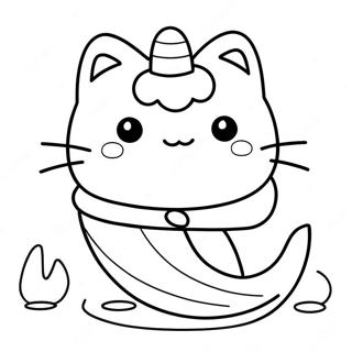 Havfrue Pusheen Farvelægningsside 65273-51642