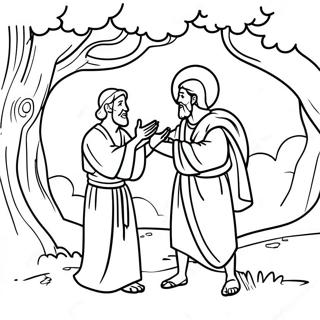 Zacchaeus Meeting Jesus Coloring Page 65414-51799