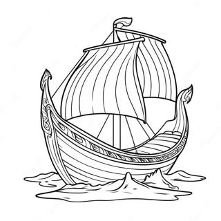 Viking Ship Sailing Coloring Page 6551-5209