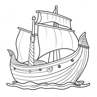 Viking Ship Sailing Coloring Page 6551-5211