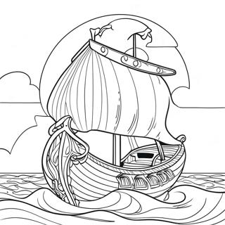 Viking Ship Sailing Coloring Page 6551-5212