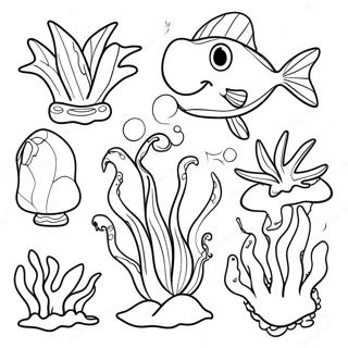 海の植物 塗り絵ページ