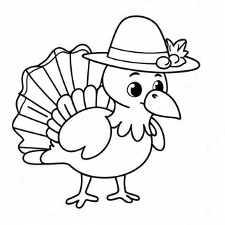 Funny Turkey With A Hat Coloring Page 65554-51885