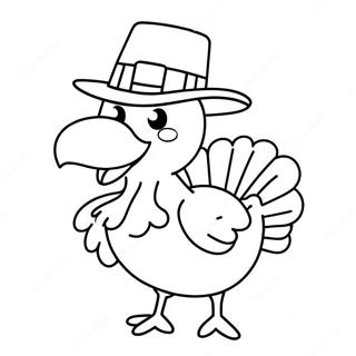 Funny Turkey With A Hat Coloring Page 65554-51886