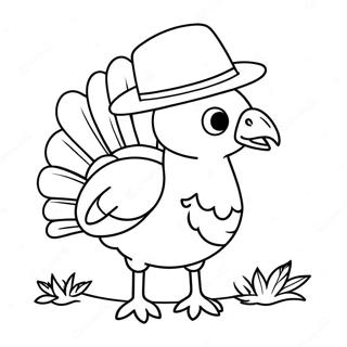 Funny Turkey With A Hat Coloring Page 65554-51887