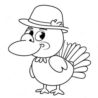 Funny Turkey With A Hat Coloring Page 65554-51888