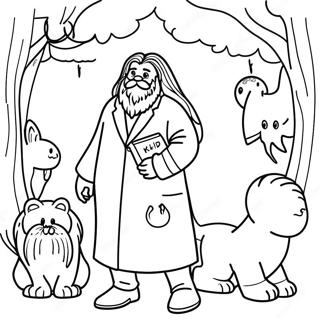 Hagrid With Magical Creatures Coloring Page 65604-51921