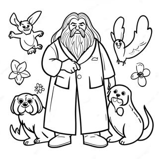 Hagrid With Magical Creatures Coloring Page 65604-51922