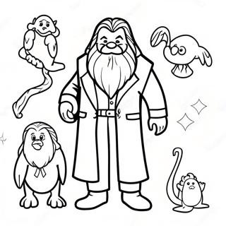 Hagrid With Magical Creatures Coloring Page 65604-51923