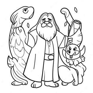 Hagrid With Magical Creatures Coloring Page 65604-51924