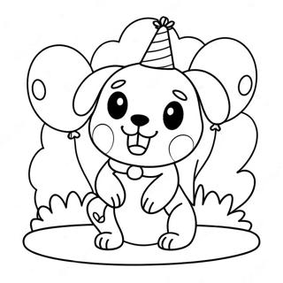 Happy Birthday Puppy With Balloons Coloring Page 65633-51937