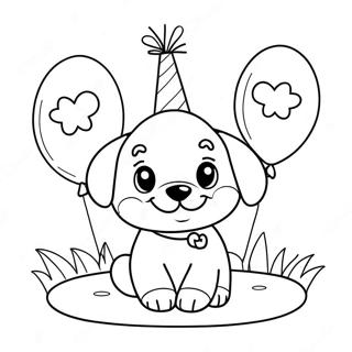 Happy Birthday Puppy With Balloons Coloring Page 65633-51938