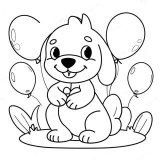 Happy Birthday Puppy With Balloons Coloring Page 65633-51939