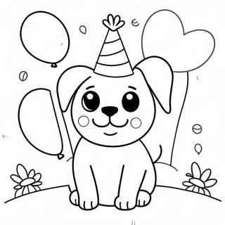 Happy Birthday Puppy With Balloons Coloring Page 65633-51940