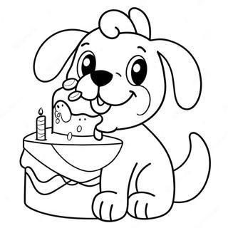 Cute Happy Birthday Puppy With Cake Coloring Page 65634-51950