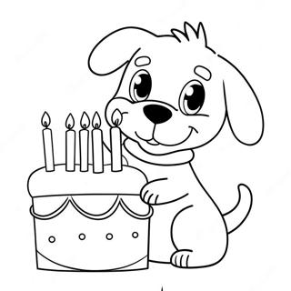 Cute Happy Birthday Puppy With Cake Coloring Page 65634-51952