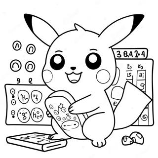 数学の問題を解くかわいいピカチュウのぬりえページ 65694-51995