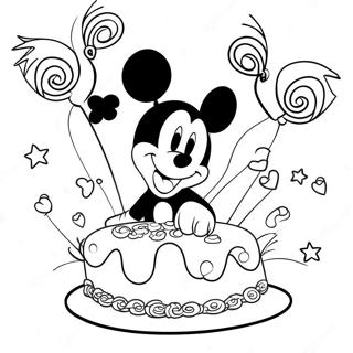 Mickey Mouse Birthday Celebration Coloring Page 65764-52051