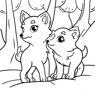 Playful Arctic Wolf Puppies Coloring Page 65914-52171