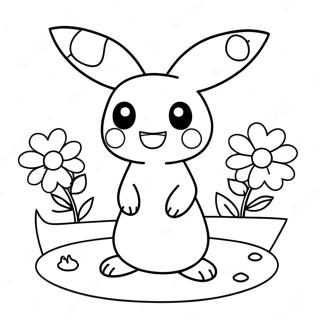 Mimikyu Drăguț Cu Flori Pagina De Colorat 66094-52298