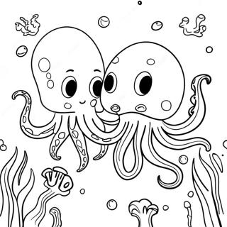 Octopus Vs Squid Coloring Pages