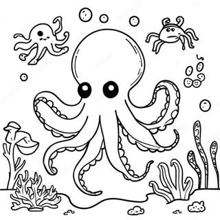 Octopus Vs Squid Coloring Pages