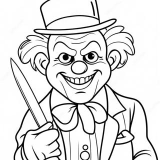 Creepy Gangster Clown With Knife Coloring Page 66114-52329