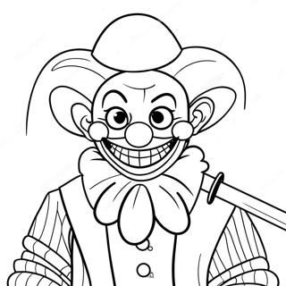 Creepy Gangster Clown With Knife Coloring Page 66114-52331