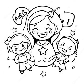 Super Mom With Kids Coloring Page 66145-52353