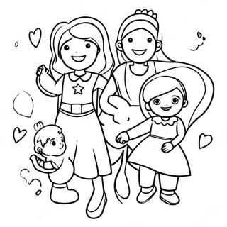 Super Mom With Kids Coloring Page 66145-52354