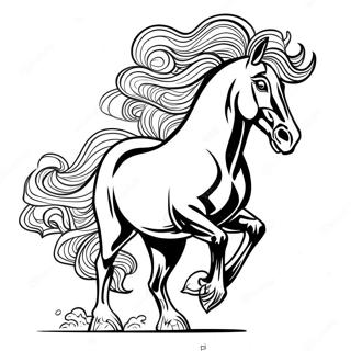 Majestic Friesian Horse In Motion Coloring Page 66215-52414